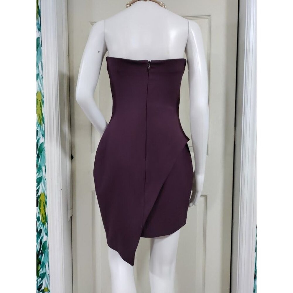Elizabeth and James Mina Strapless Asymmetric Hem Mini Dress Purple Women's Sz 6 - Picture 6 of 7